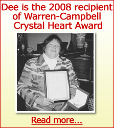 Dee Ganley is the 2008 recipient of Warren-Campbell Crystal Heart Award